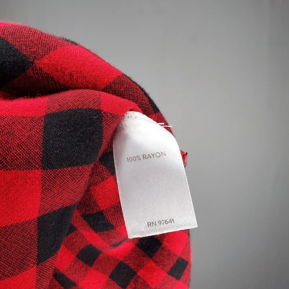 J Jill Gingham Plaid Button Collar Shirt Women Red Black Country Cowgirl Fall